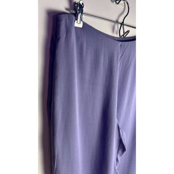 EILEEN FISHER Silk Georgette Crepe Full Length Side Zip Lilac Pants Petite M - Picture 3 of 8
